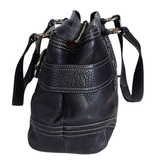 COACH HAMPTON BLACK PEBBLE GRAIN LEATHER TOTE BAG - Picture 11 of 12